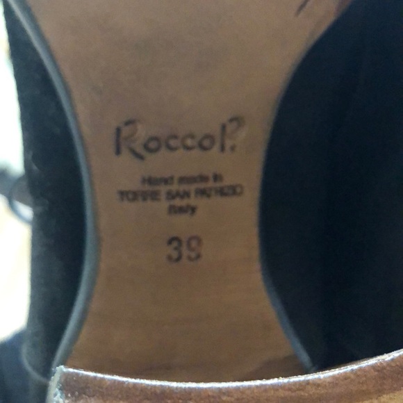 Rocco P Black Suede Lace up pumps w gold studs - Picture 7 of 7